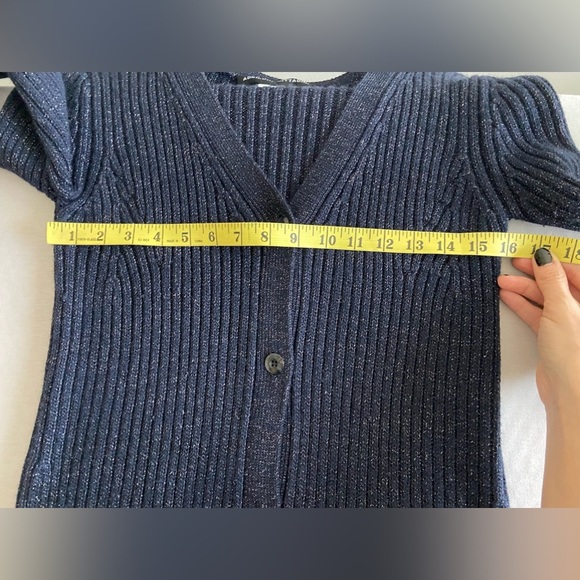 Adrienne Vittadini wool cardigan with lurex size M Black - Picture 5 of 8